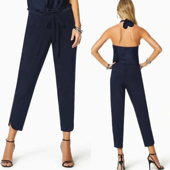 RAMY BROOK "Allyn" silk summer 6/8 pants in navy sz L - Picture 3 of 6